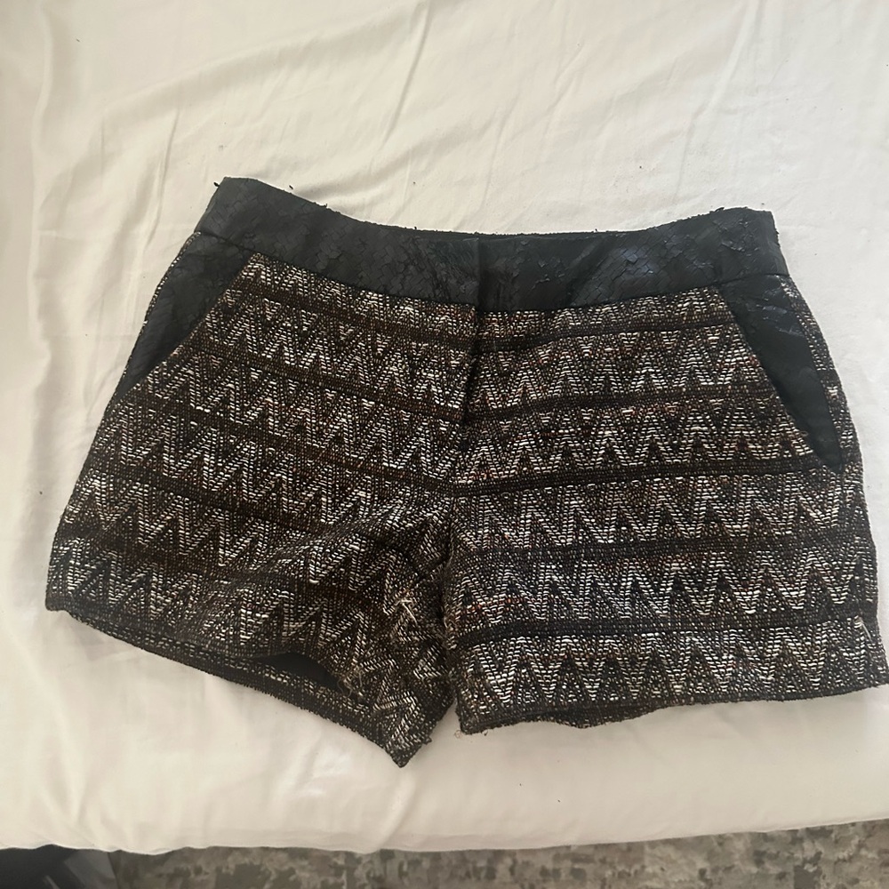 Trina turk leather and tweed shorts